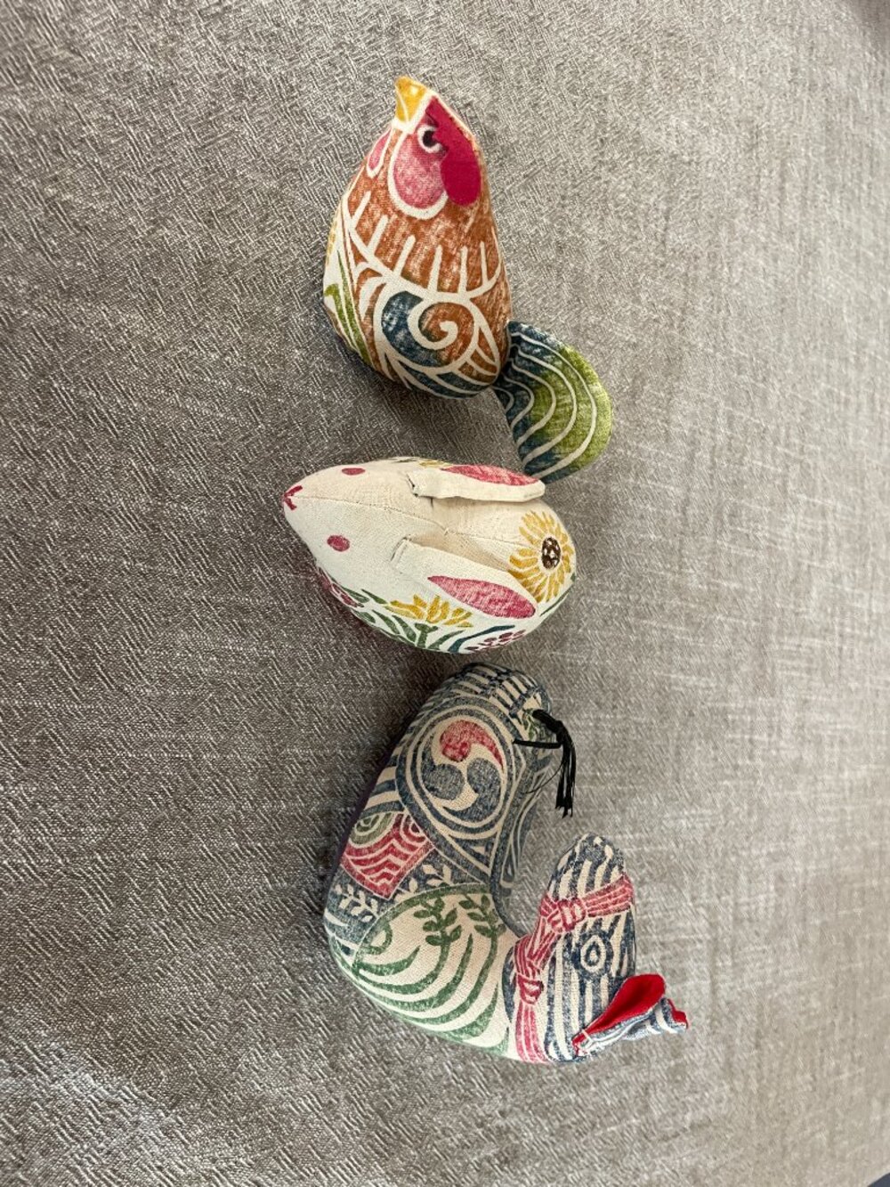 Hida Takayama Shinkougei Woodblock Print Stuffed Animal Bunny, Horse, Rooster